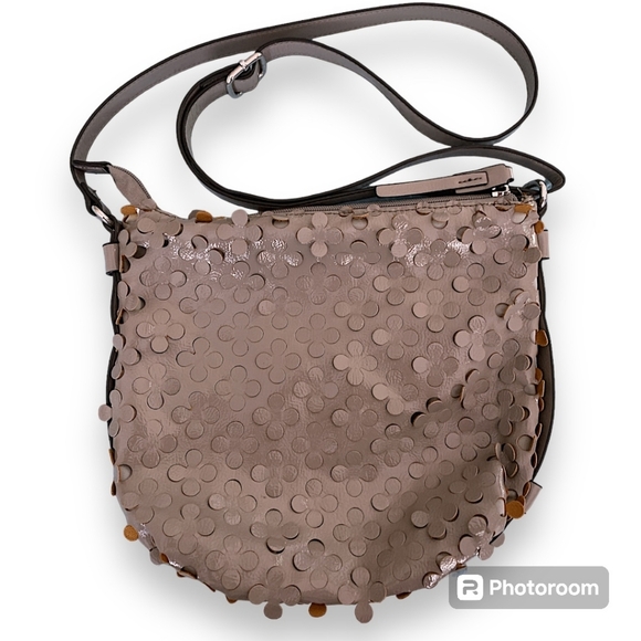 EUC Leather Adjustable Crossbody w/ floral cutouts, Luxury German Brand - Picture 2 of 11